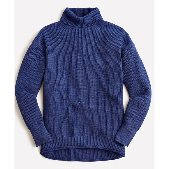 New J.Crew Cotton Cashmere Turtleneck Sweater Violet Blue Small $138 - Picture 1 of 7